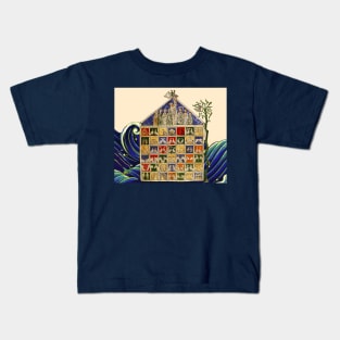 NOAHS ARK WITH ANIMALS AMONG SEA WAVES Medieval Miniature Kids T-Shirt